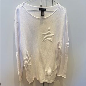 Grace White Star Embellished Long Sleeve Top